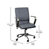 Mid-Back Designer Executive Office Chair with Brushed Chrome Base and Arms, Gray - Flash Furniture