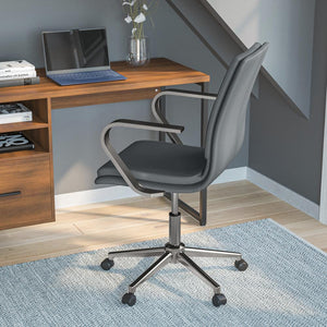 Mid-Back Designer Executive Office Chair with Brushed Chrome Base and Arms, Gray - Flash Furniture
