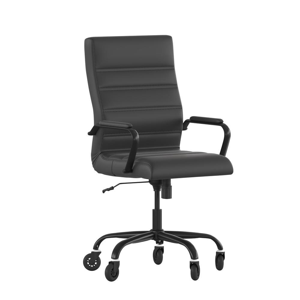 High Back Black Executive Swivel Office Chair with Black Frame, Arms, - Flash Furniture