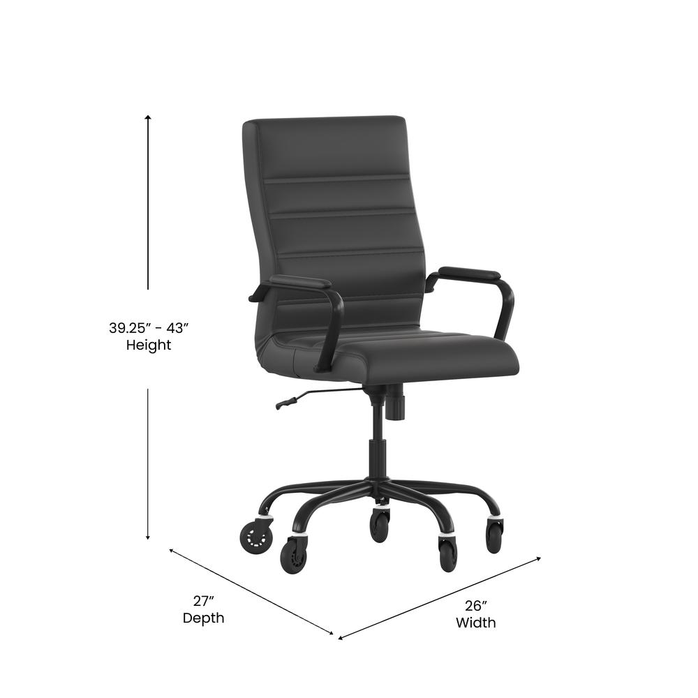 High Back Black Executive Swivel Office Chair with Black Frame, Arms, - Flash Furniture