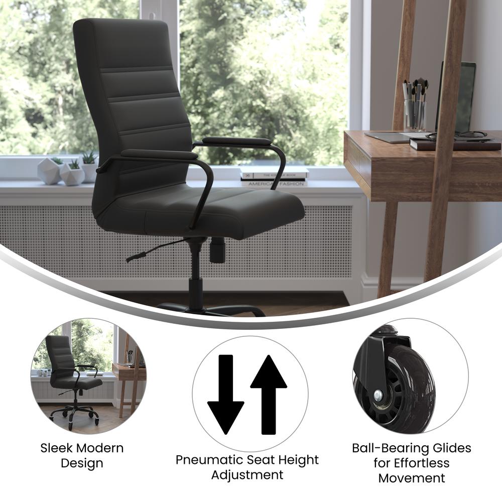 High Back Black Executive Swivel Office Chair with Black Frame, Arms, - Flash Furniture