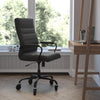 High Back Black Executive Swivel Office Chair with Black Frame, Arms, - Flash Furniture