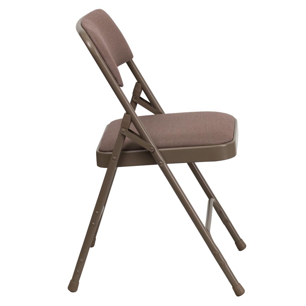HERCULES Series Curved Triple Braced & Double Hinged Beige Fabric Metal Folding Chair - Flash Furniture