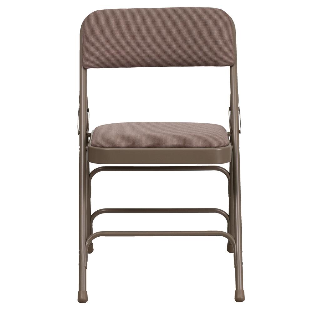 HERCULES Series Curved Triple Braced & Double Hinged Beige Fabric Metal Folding Chair - Flash Furniture