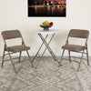 HERCULES Series Curved Triple Braced & Double Hinged Beige Fabric Metal Folding Chair - Flash Furniture