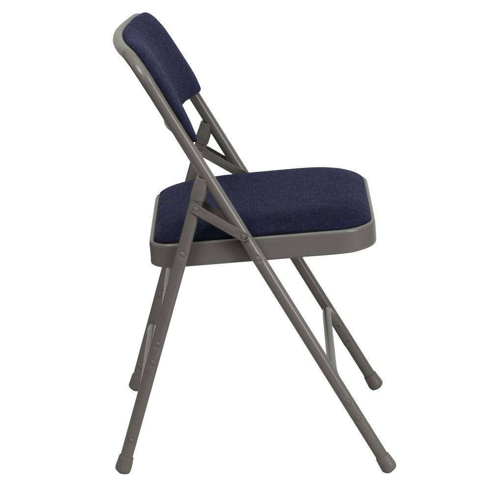 HERCULES Series Curved Triple Braced & Double Hinged Navy Fabric Metal Folding Chair - Flash Furniture