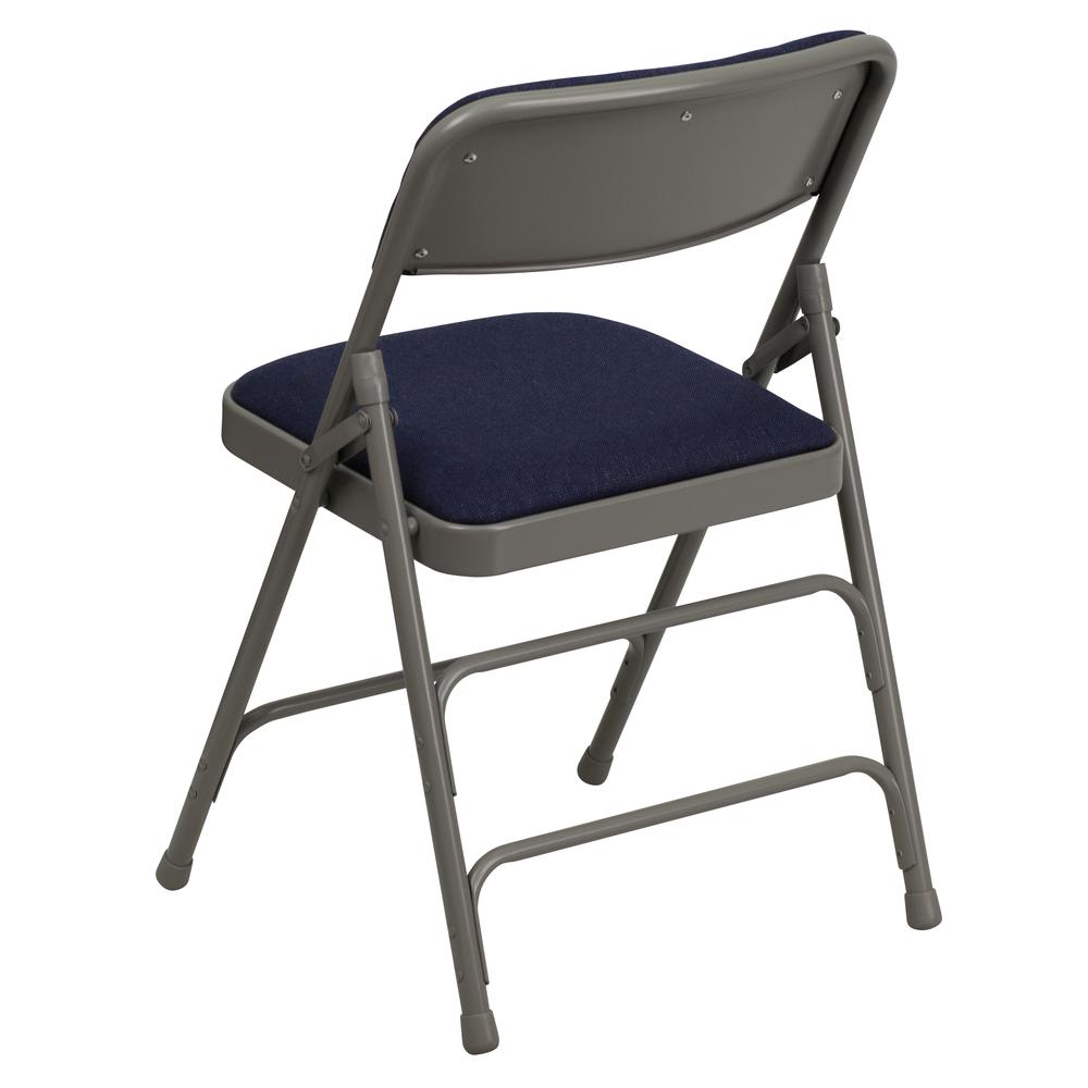HERCULES Series Curved Triple Braced & Double Hinged Navy Fabric Metal Folding Chair - Flash Furniture