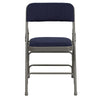 HERCULES Series Curved Triple Braced & Double Hinged Navy Fabric Metal Folding Chair - Flash Furniture