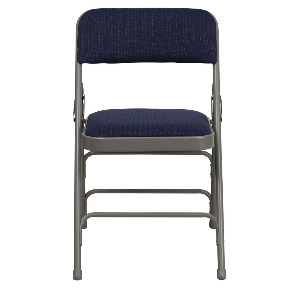 HERCULES Series Curved Triple Braced & Double Hinged Navy Fabric Metal Folding Chair - Flash Furniture
