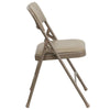 HERCULES Series Curved Triple Braced & Double Hinged Beige Vinyl Metal Folding Chair - Flash Furniture