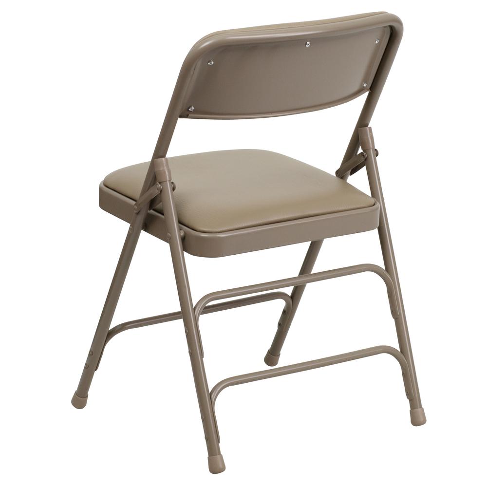 HERCULES Series Curved Triple Braced & Double Hinged Beige Vinyl Metal Folding Chair - Flash Furniture