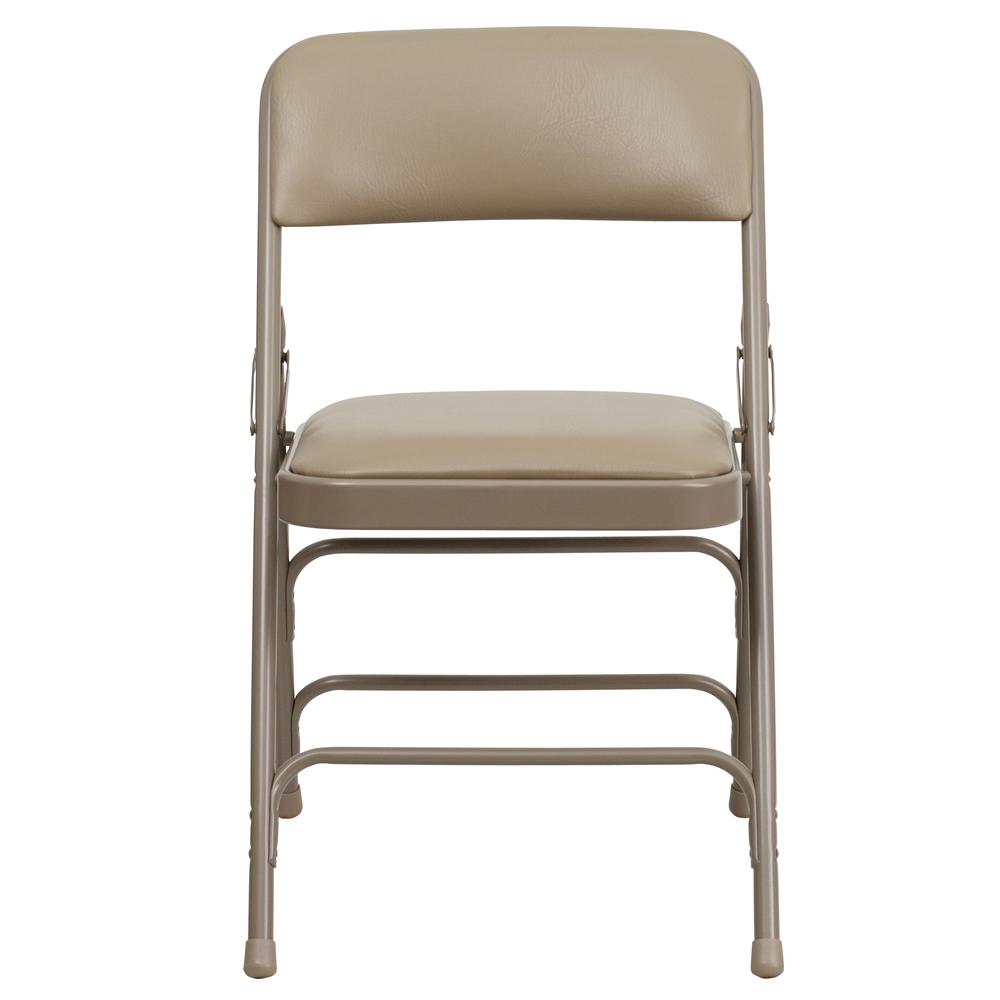 HERCULES Series Curved Triple Braced & Double Hinged Beige Vinyl Metal Folding Chair - Flash Furniture