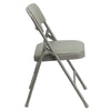 HERCULES Series Curved Triple Braced & Double Hinged Gray Vinyl Metal Folding Chair - Flash Furniture