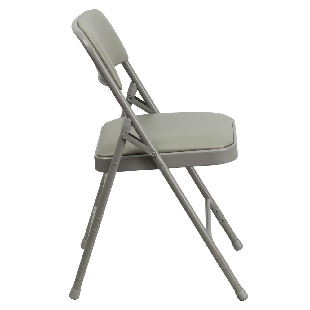 HERCULES Series Curved Triple Braced & Double Hinged Gray Vinyl Metal Folding Chair - Flash Furniture