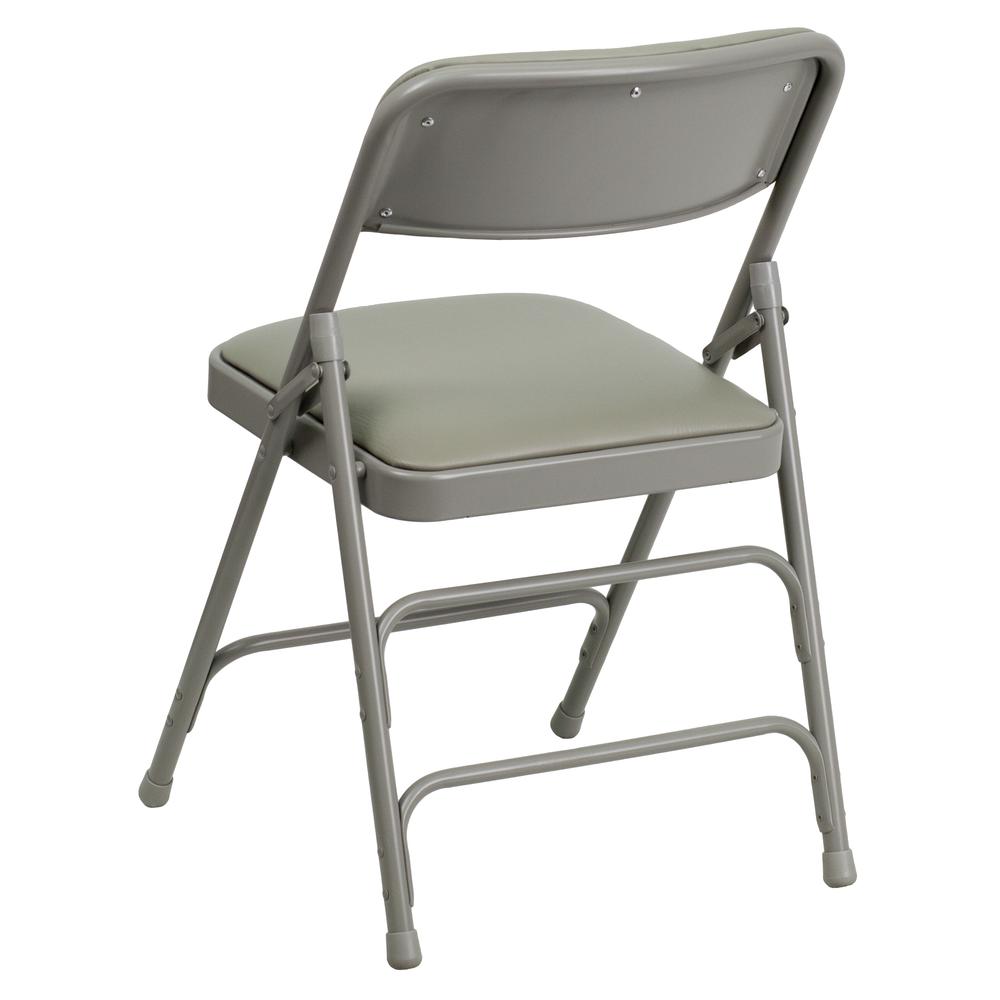 HERCULES Series Curved Triple Braced & Double Hinged Gray Vinyl Metal Folding Chair - Flash Furniture