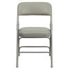 HERCULES Series Curved Triple Braced & Double Hinged Gray Vinyl Metal Folding Chair - Flash Furniture