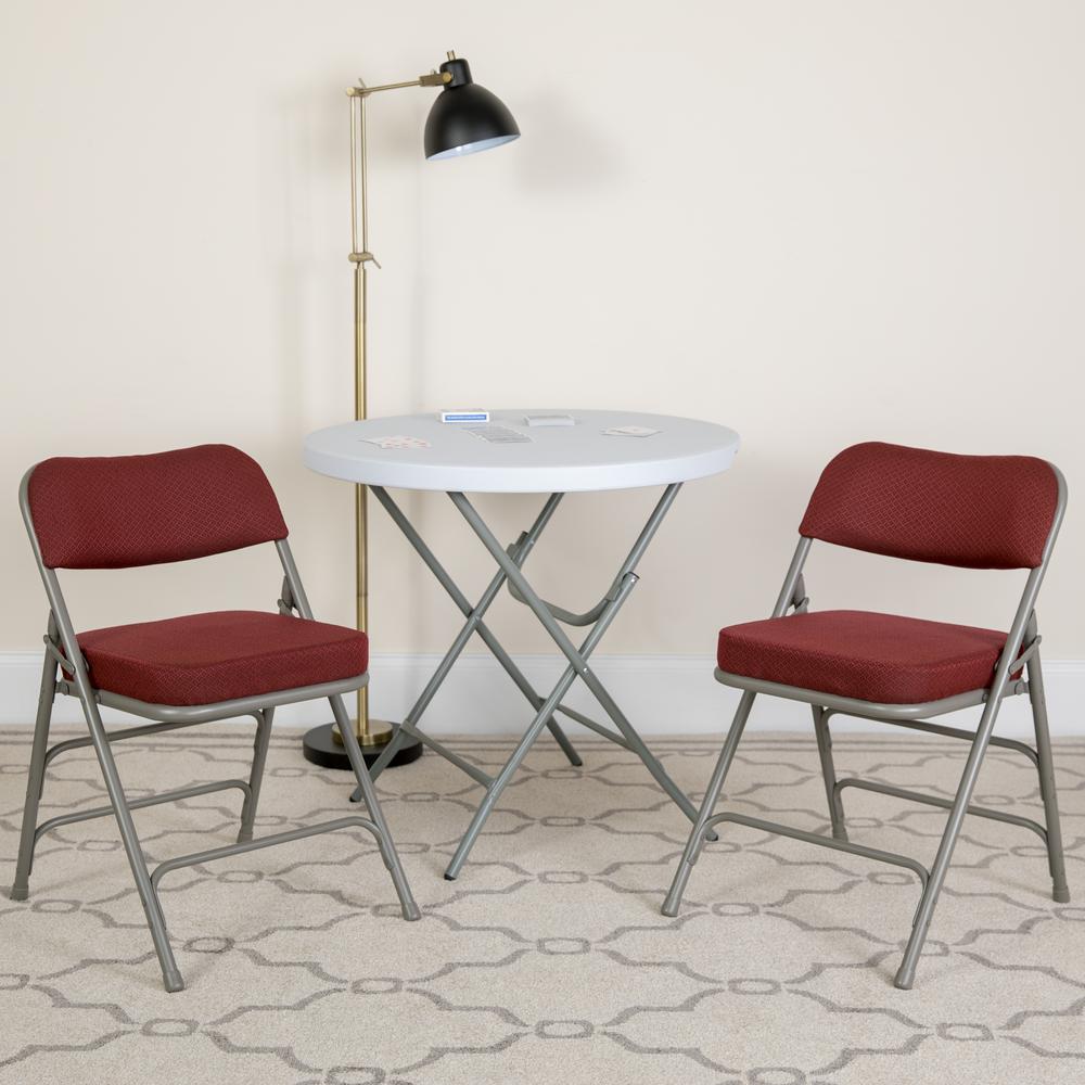 HERCULES Series Premium Curved Triple Braced & Double Hinged Burgundy Fabric Metal Folding Chair - Flash Furniture