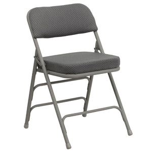 HERCULES Series Premium Curved Triple Braced & Double Hinged Gray Fabric Metal Folding Chair - Flash Furniture