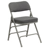 HERCULES Series Premium Curved Triple Braced & Double Hinged Gray Fabric Metal Folding Chair - Flash Furniture