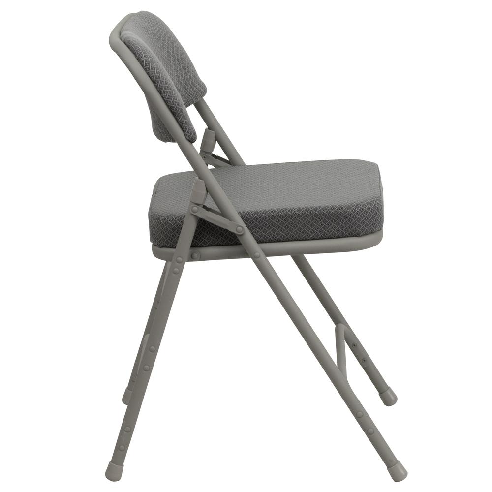 HERCULES Series Premium Curved Triple Braced & Double Hinged Gray Fabric Metal Folding Chair - Flash Furniture