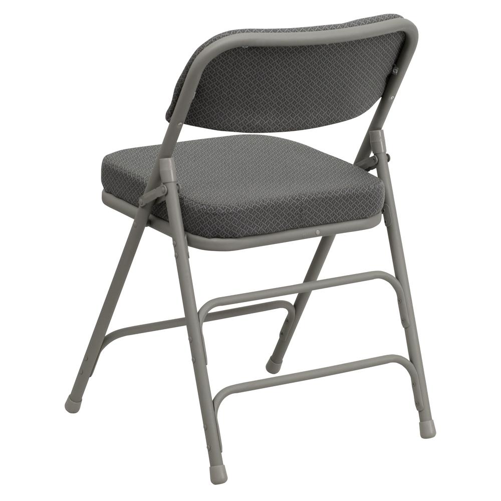 HERCULES Series Premium Curved Triple Braced & Double Hinged Gray Fabric Metal Folding Chair - Flash Furniture