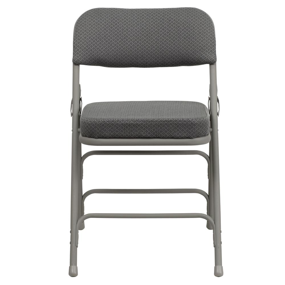 HERCULES Series Premium Curved Triple Braced & Double Hinged Gray Fabric Metal Folding Chair - Flash Furniture