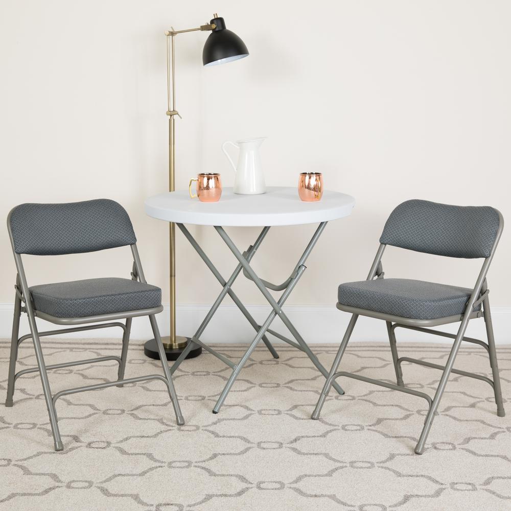 HERCULES Series Premium Curved Triple Braced & Double Hinged Gray Fabric Metal Folding Chair - Flash Furniture