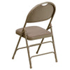 HERCULES Series Ultra-Premium Triple Braced Beige Fabric Metal Folding Chair with Easy-Carry Handle - Flash Furniture