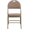 HERCULES Series Ultra-Premium Triple Braced Beige Fabric Metal Folding Chair with Easy-Carry Handle - Flash Furniture