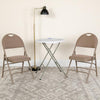 HERCULES Series Ultra-Premium Triple Braced Beige Fabric Metal Folding Chair with Easy-Carry Handle - Flash Furniture
