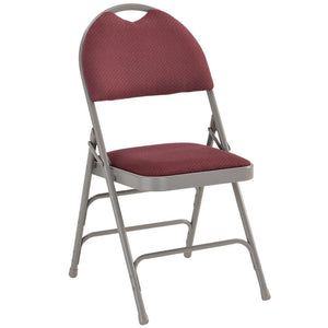 HERCULES Series Ultra-Premium Triple Braced Burgundy Fabric Metal Folding Chair with Easy-Carry Handle - Flash Furniture