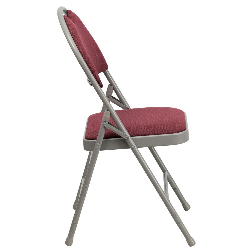 HERCULES Series Ultra-Premium Triple Braced Burgundy Fabric Metal Folding Chair with Easy-Carry Handle - Flash Furniture