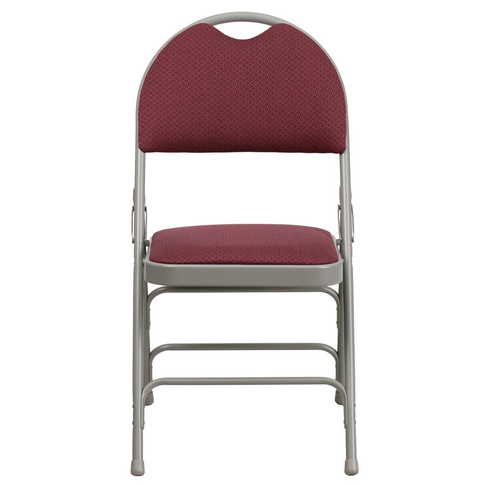 HERCULES Series Ultra-Premium Triple Braced Burgundy Fabric Metal Folding Chair with Easy-Carry Handle - Flash Furniture