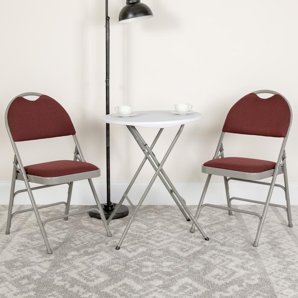 HERCULES Series Ultra-Premium Triple Braced Burgundy Fabric Metal Folding Chair with Easy-Carry Handle - Flash Furniture