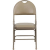 HERCULES Series Ultra-Premium Triple Braced Beige Vinyl Metal Folding Chair with Easy-Carry Handle - Flash Furniture