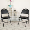 HERCULES Series Ultra-Premium Triple Braced Black Vinyl Metal Folding Chair with Easy-Carry Handle - Flash Furniture