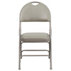 HERCULES Series Ultra-Premium Triple Braced Gray Vinyl Metal Folding Chair with Easy-Carry Handle - Flash Furniture