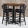 24''W x 42''L Walnut Table Set with 4 Metal Barstools - Black Vinyl Seat - Flash Furniture