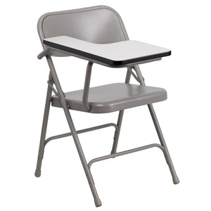 Premium Steel Folding Chair with Right Handed Tablet Arm - Flash Furniture