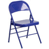 HERCULES COLORBURST Series Cobalt Blue Triple Braced & Double Hinged Metal Folding Chair - Flash Furniture