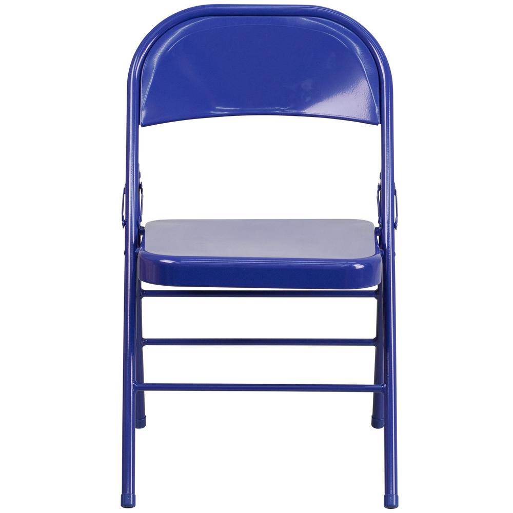 HERCULES COLORBURST Series Cobalt Blue Triple Braced & Double Hinged Metal Folding Chair - Flash Furniture