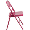 HERCULES COLORBURST Series Shockingly Fuchsia Triple Braced & Double Hinged Metal Folding Chair - Flash Furniture
