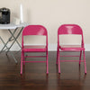 HERCULES COLORBURST Series Shockingly Fuchsia Triple Braced & Double Hinged Metal Folding Chair - Flash Furniture