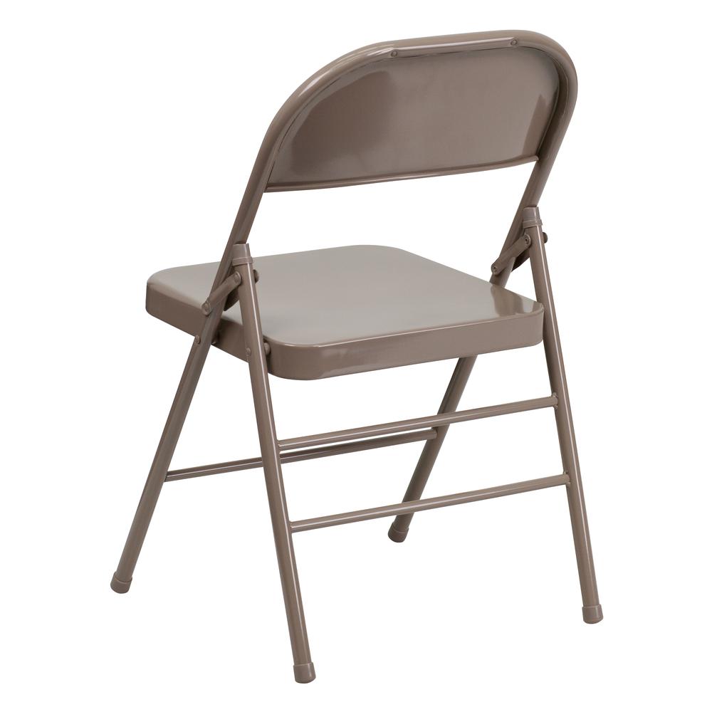 HERCULES Series Triple Braced & Double Hinged Beige Metal Folding Chair - Flash Furniture
