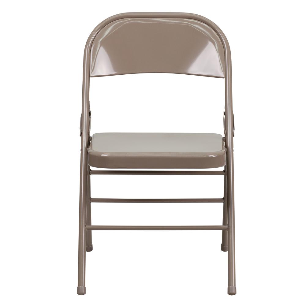 HERCULES Series Triple Braced & Double Hinged Beige Metal Folding Chair - Flash Furniture