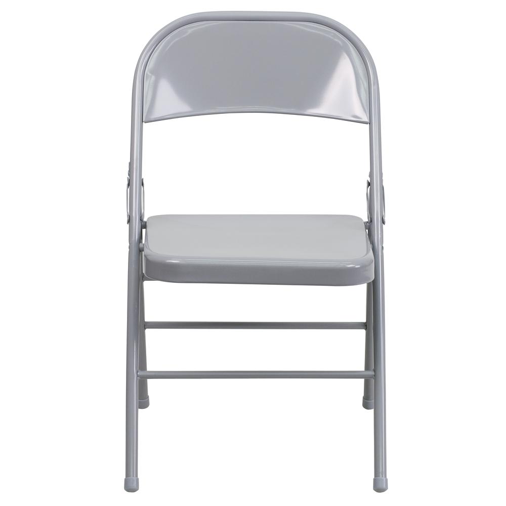 HERCULES Series Triple Braced & Double Hinged Gray Metal Folding Chair - Flash Furniture