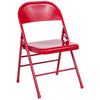 HERCULES Series Triple Braced & Double Hinged Red Metal Folding Chair - Flash Furniture