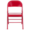 HERCULES Series Triple Braced & Double Hinged Red Metal Folding Chair - Flash Furniture