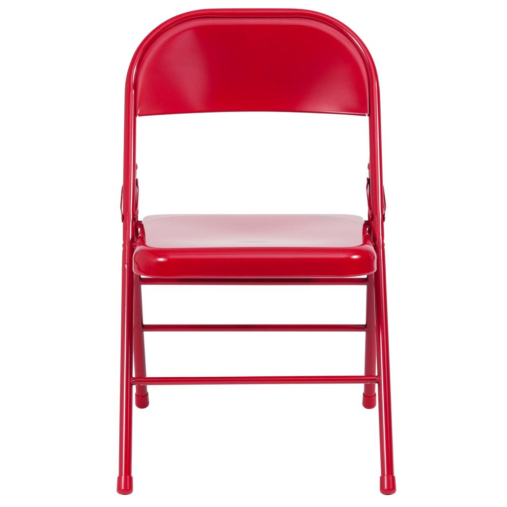 HERCULES Series Triple Braced & Double Hinged Red Metal Folding Chair - Flash Furniture