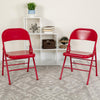 HERCULES Series Triple Braced & Double Hinged Red Metal Folding Chair - Flash Furniture